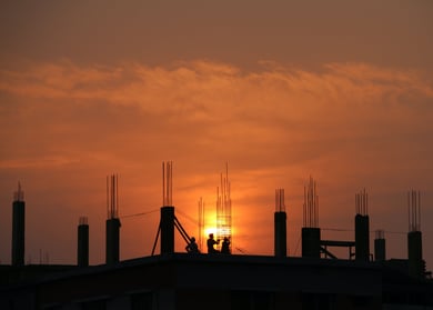 construction at dusk
